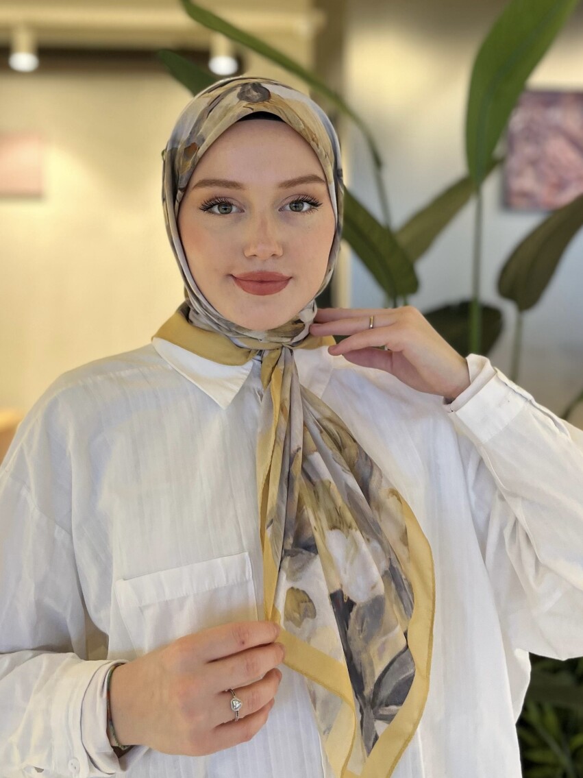 FLORAL BRUSH EŞARP - HARDAL - 1