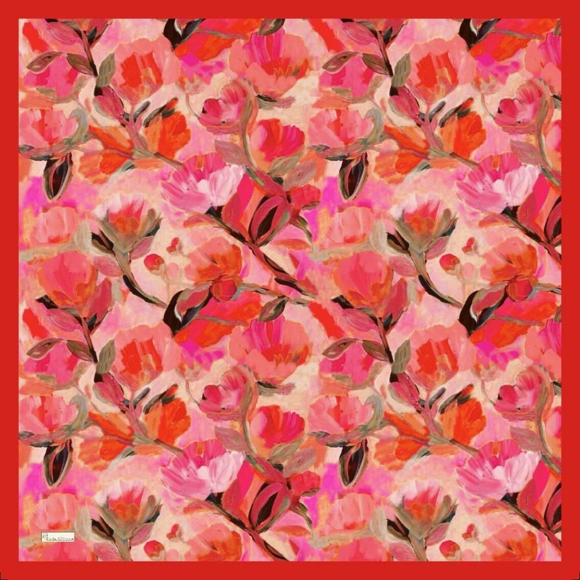 FLORAL BRUSH EŞARP - KIRMIZI - 2