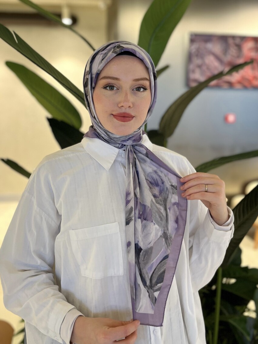 FLORAL BRUSH EŞARP - LİLA - 2