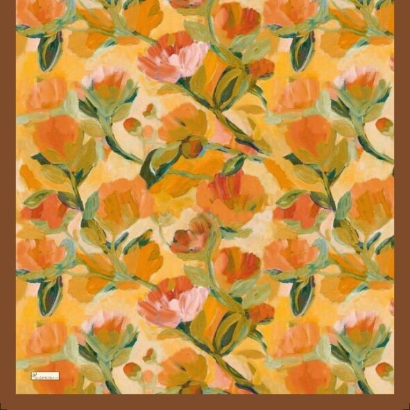 FLORAL BRUSH EŞARP - KAHVE ORANJ - 2