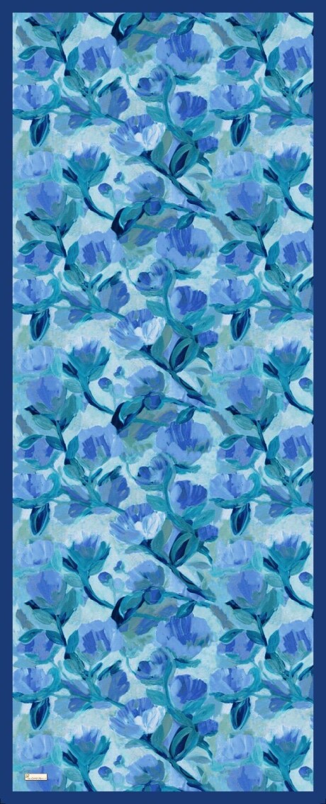 FLORAL BRUSH ŞAL - GECE MAVİSİ - 2