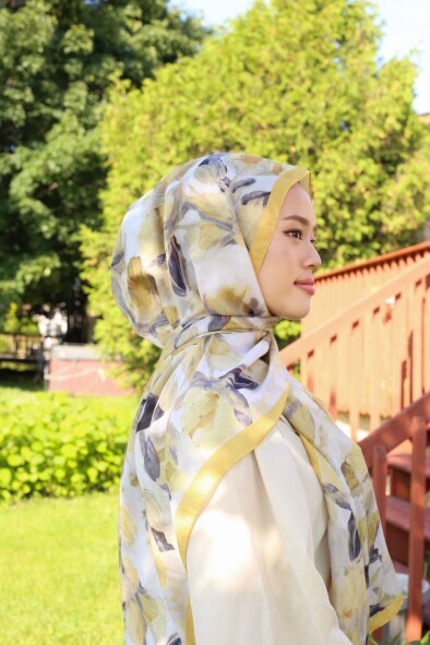 FLORAL BRUSH ŞAL - HARDAL - 5