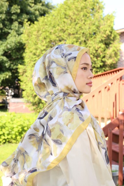 FLORAL BRUSH ŞAL - HARDAL - 6