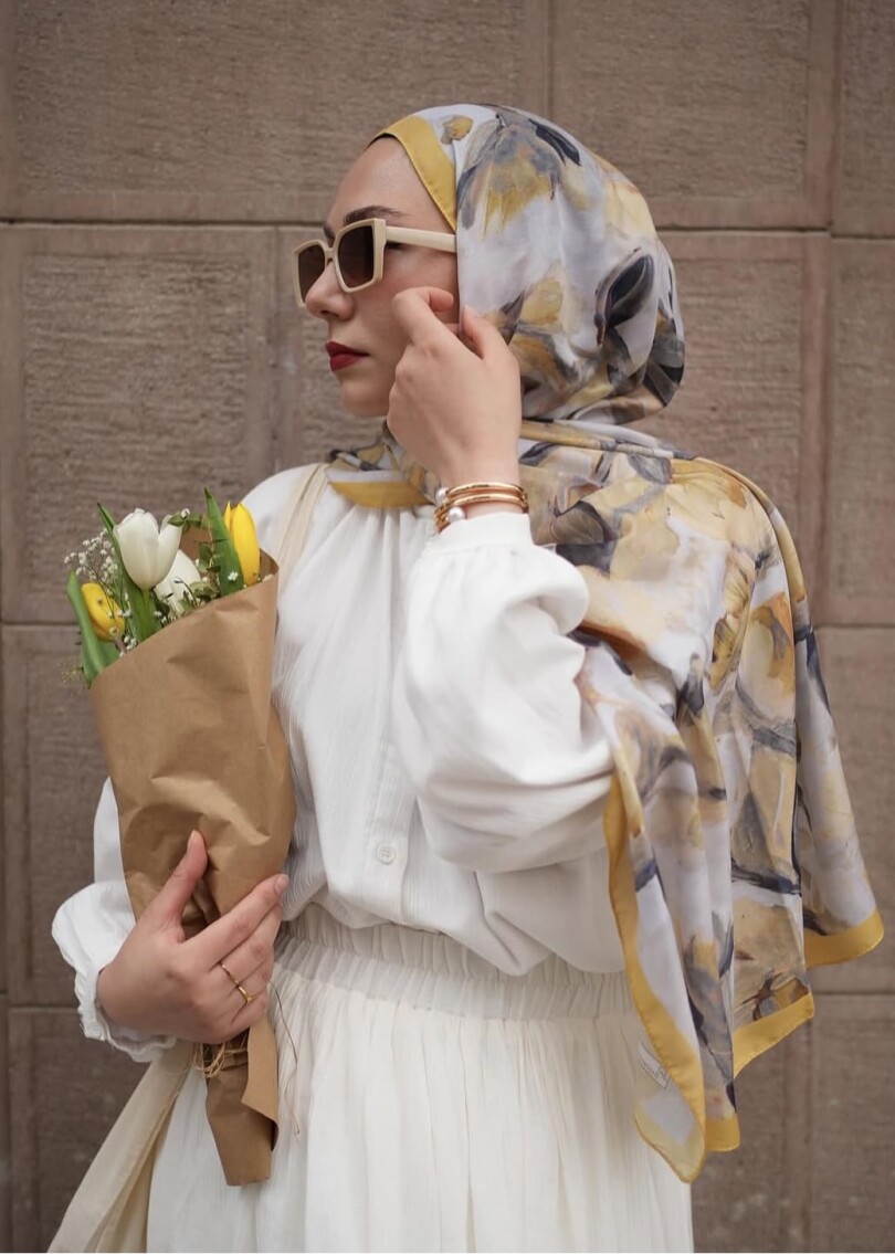 FLORAL BRUSH ŞAL - HARDAL - 10