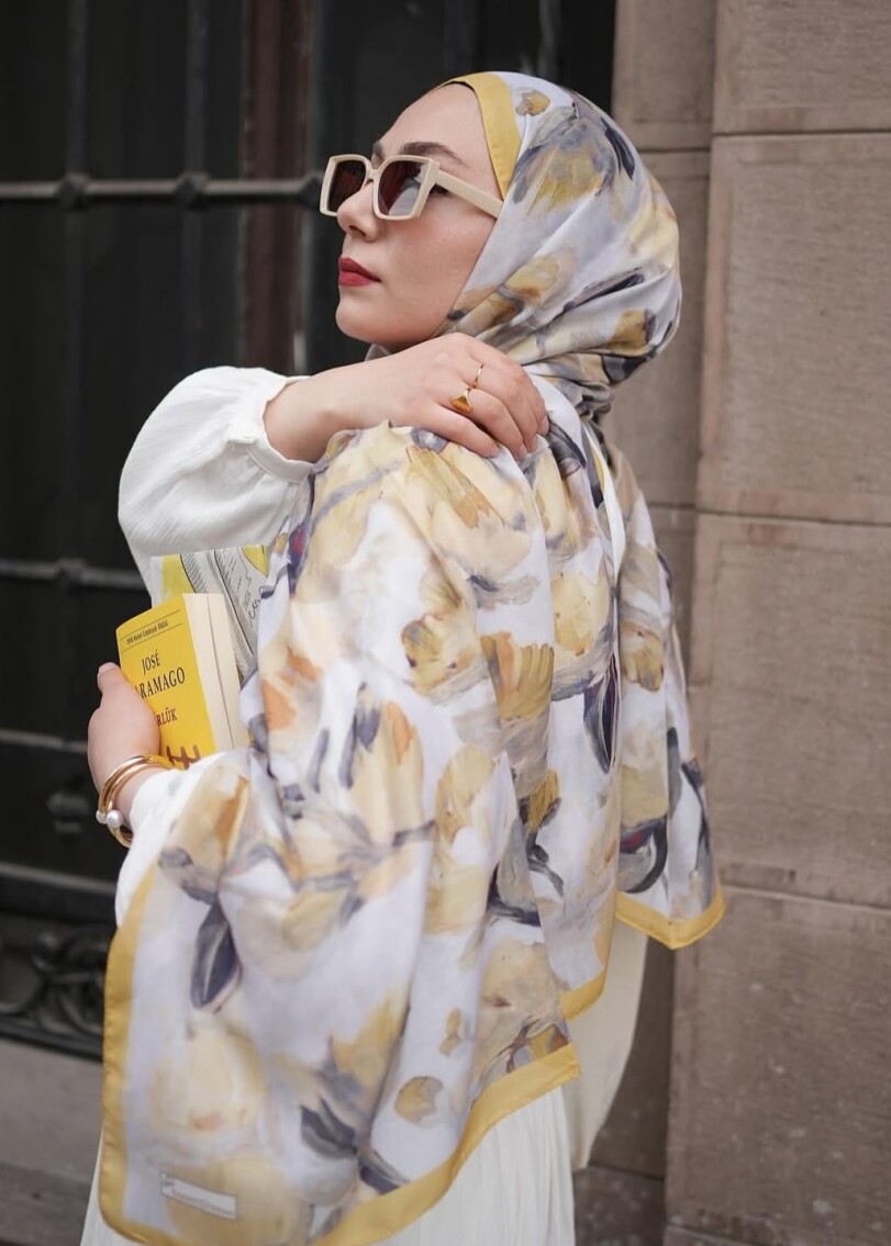 FLORAL BRUSH ŞAL - HARDAL - 1