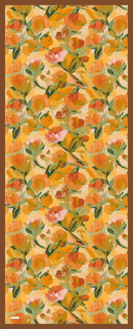 FLORAL BRUSH ŞAL - KAHVE ORANJ - 3