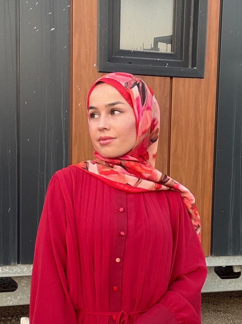 FLORAL BRUSH ŞAL - KIRMIZI - 4