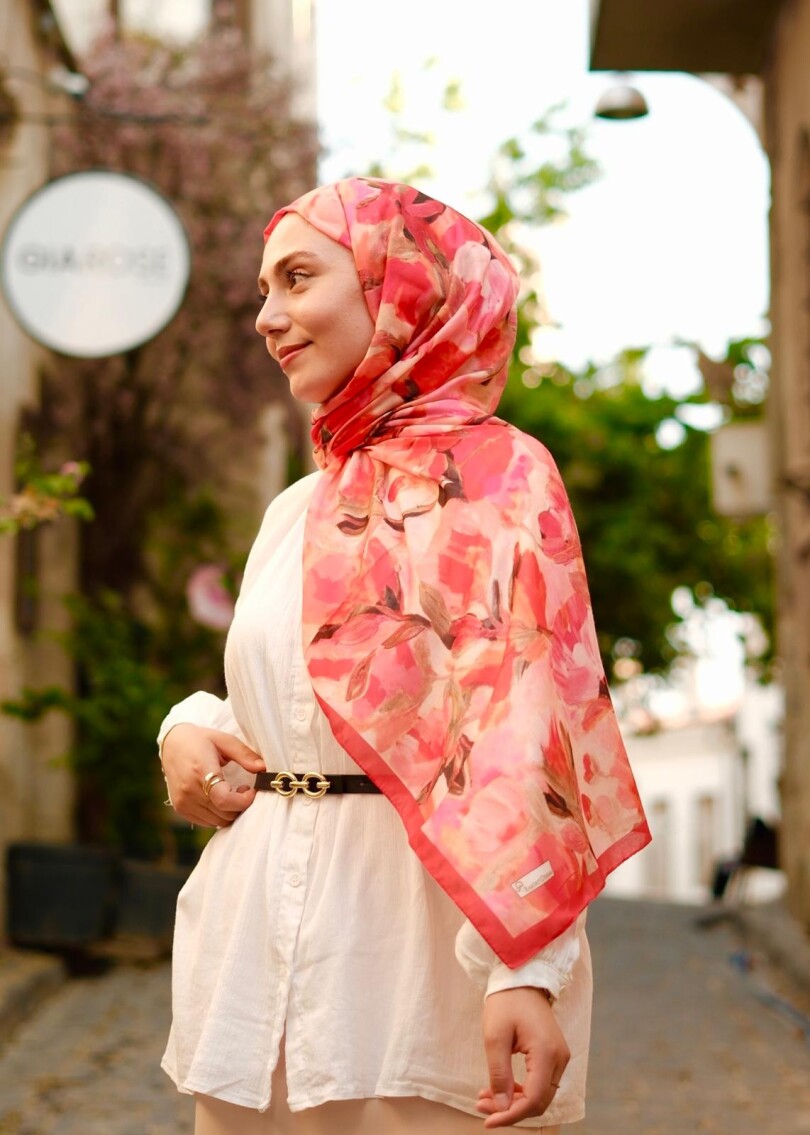 FLORAL BRUSH ŞAL - KIRMIZI - 2