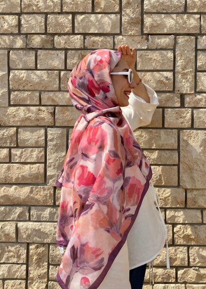 FLORAL BRUSH ŞAL - MOR PEMBE - 2