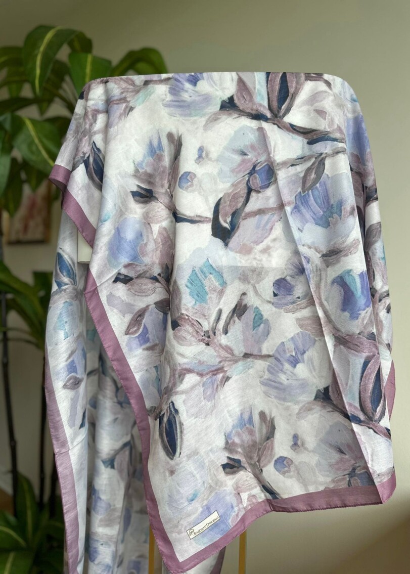 FLORAL BRUSH ŞAL - MÜRDÜM SÜMBÜL - 4