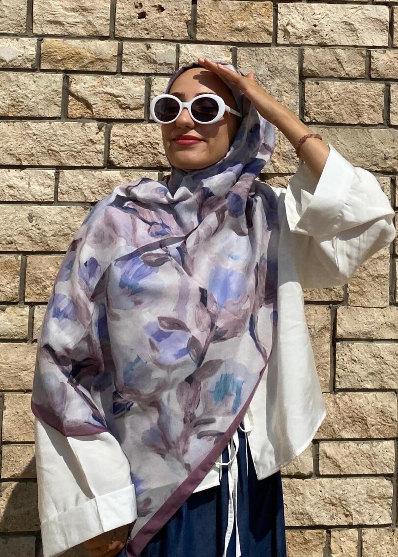 FLORAL BRUSH ŞAL - MÜRDÜM SÜMBÜL - 3