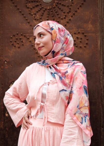 FLORAL BRUSH ŞAL - PAMUK SEKER - 2