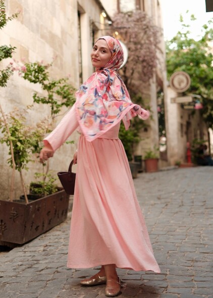 FLORAL BRUSH ŞAL - PAMUK SEKER - 3