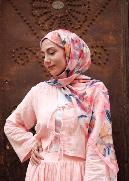 FLORAL BRUSH ŞAL - PAMUK SEKER - 4