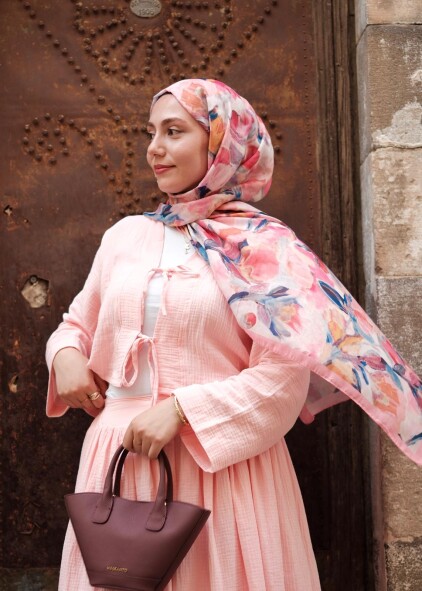 FLORAL BRUSH ŞAL - PAMUK SEKER - 5