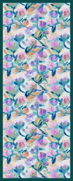 FLORAL BRUSH ŞAL - ZÜMRÜT MAVİ - 2