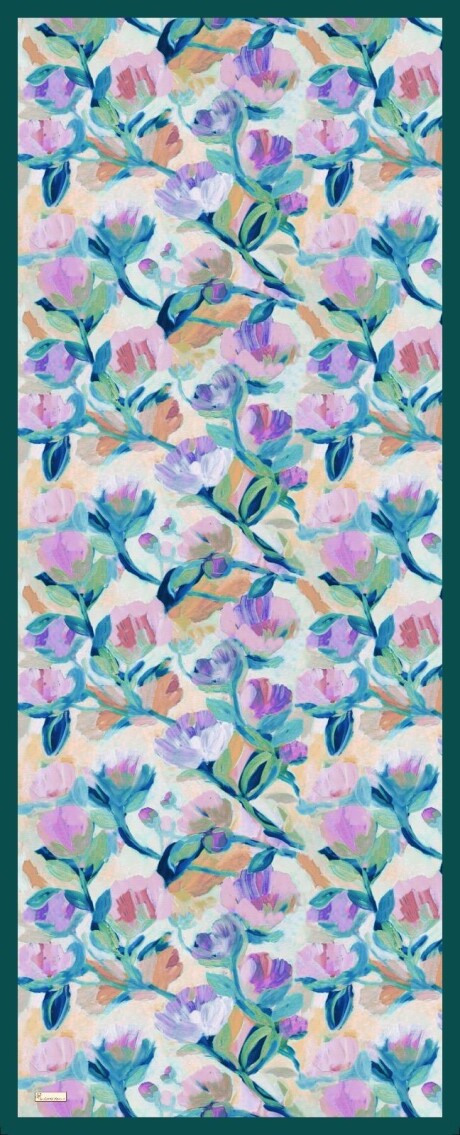 FLORAL BRUSH ŞAL - ZÜMRÜT MAVİ - 2