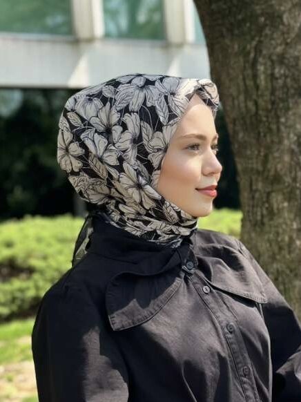 FLORİA TOUCH EŞARP - EKRU SİYAH - 