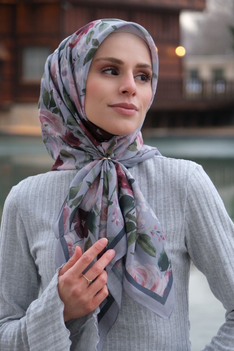 FLORYA EŞARP - GRİ - 1