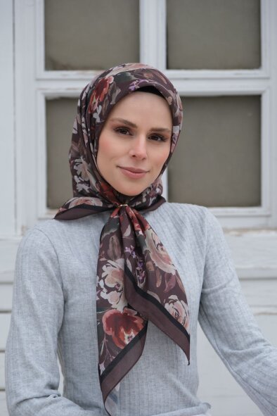 FLORYA EŞARP - KAHVE - 