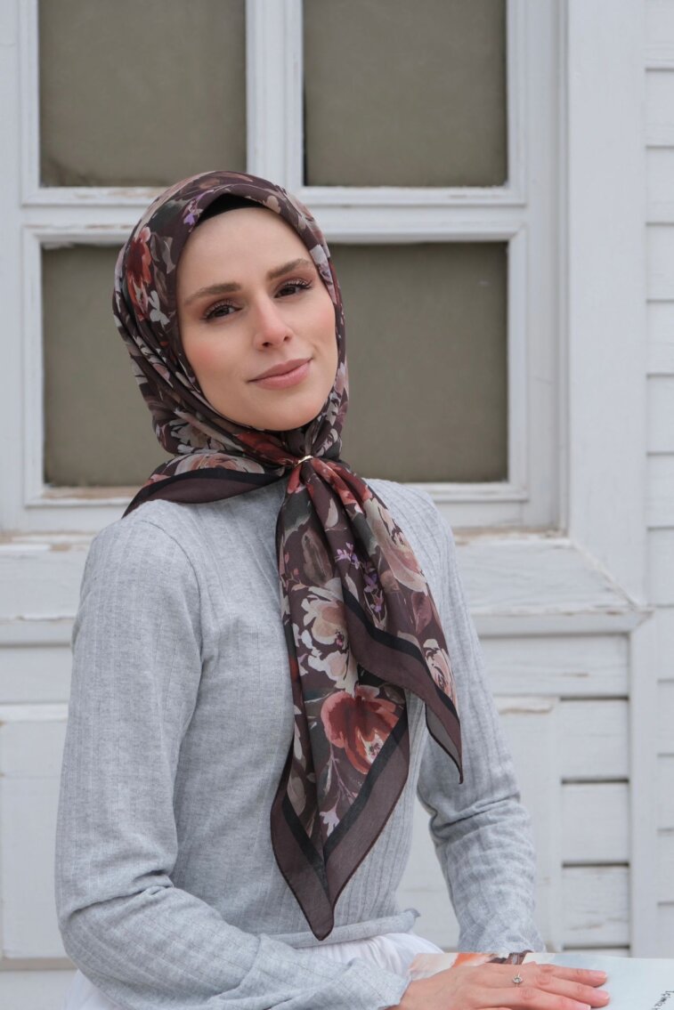 FLORYA EŞARP - KAHVE - 2