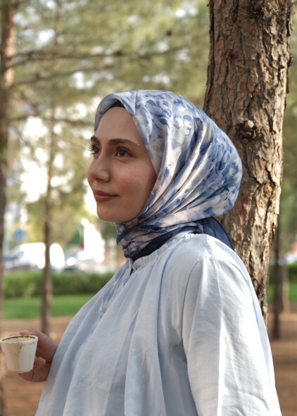 GARDEN DESEN EŞARP - LACIVERT - 