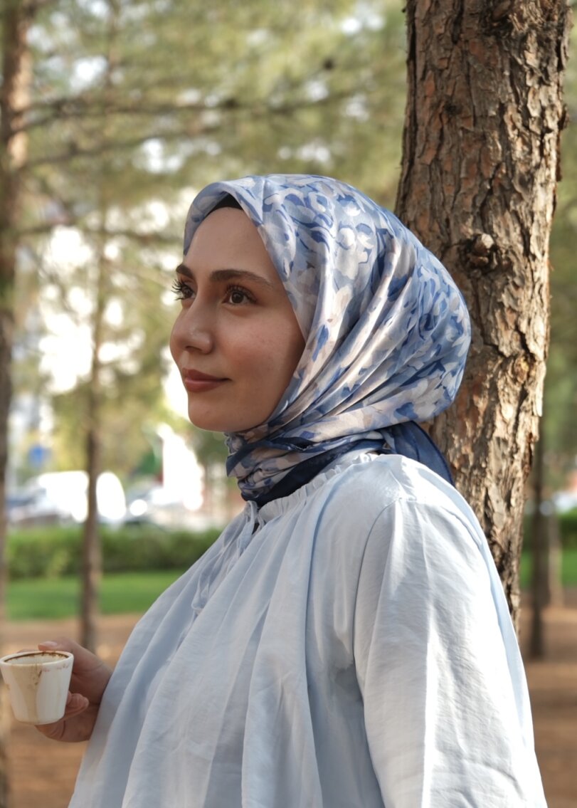 GARDEN DESEN EŞARP - LACIVERT - 1