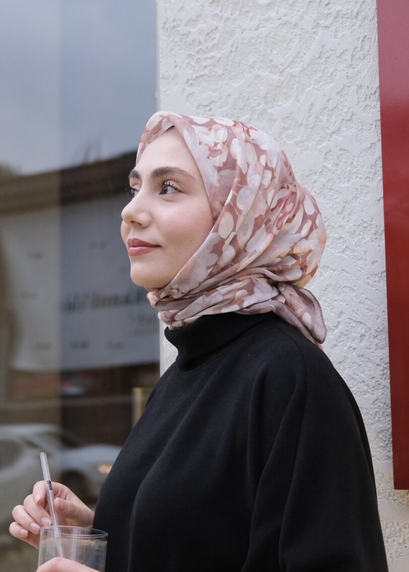 GARDEN DESEN EŞARP - SUTLU KAHVE - 1