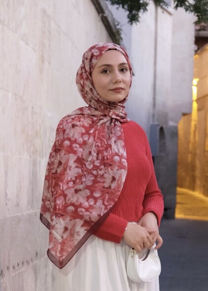 GARDEN DESEN ŞAL - BORDO - 3