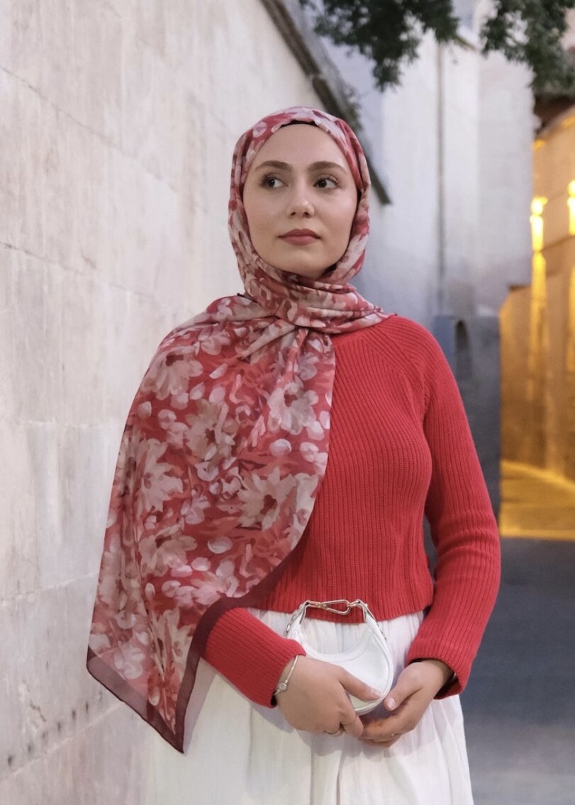 GARDEN DESEN ŞAL - BORDO - 1