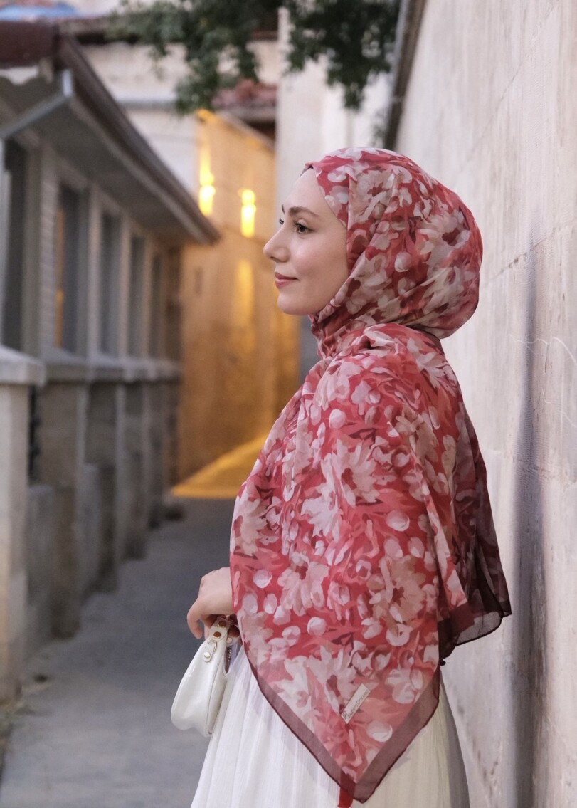 GARDEN DESEN ŞAL - BORDO - 5