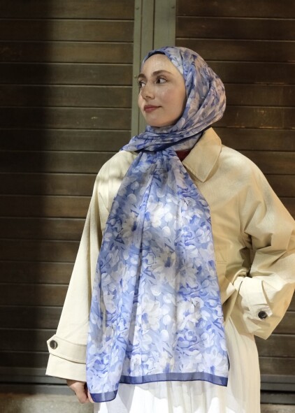 GARDEN DESEN ŞAL - LACİVERT - 