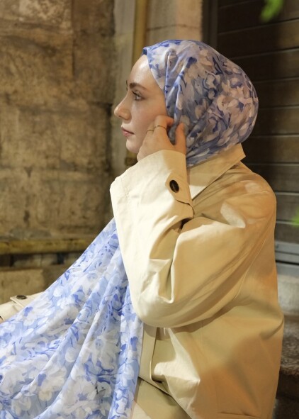 GARDEN DESEN ŞAL - LACİVERT - 2