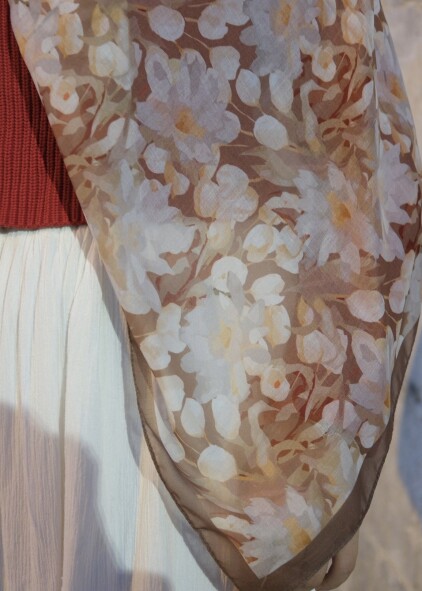 GARDEN DESEN ŞAL - SÜTLÜ KAHVE - 6