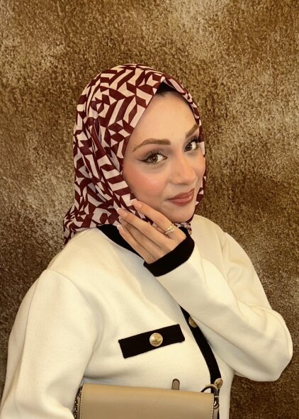 GEOMETRİK AURA EŞARP - BORDO - 