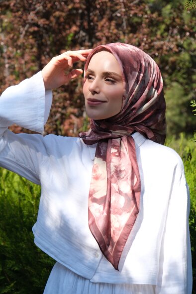 GÜL HARMANI EŞARP - KAHVE - 