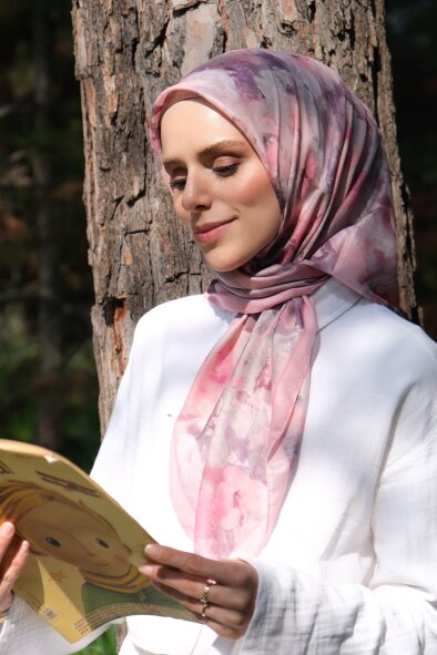 GÜL HARMANI EŞARP - PUDRA - 