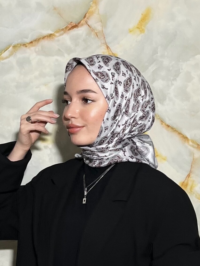 KATRE DESEN EŞARP - AÇIK GRİ - 1