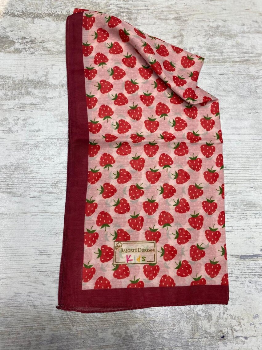 KİDS BERRY CUTE DESEN EŞARP -KIRMIZI - 2