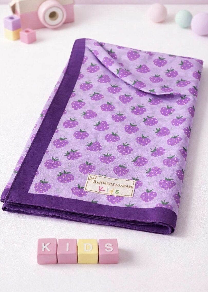 KİDS BERRY CUTE DESEN EŞARP- LILA - 1