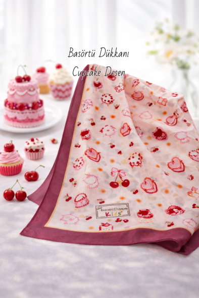 KİDS BIRTHDAY CAKE DESEN EŞARP - 
