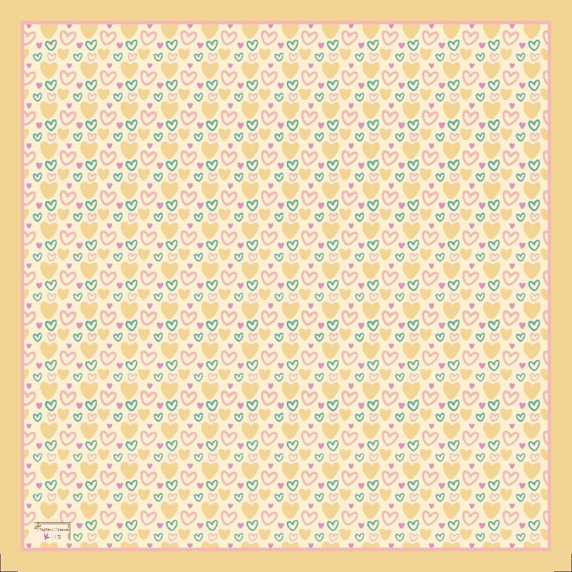 KİDS BUTTER YELLOW KALPLER DESEN EŞARP - 1