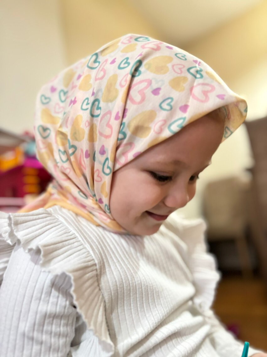 KİDS BUTTER YELLOW KALPLER DESEN EŞARP - 2