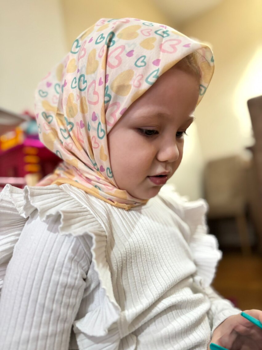 KİDS BUTTER YELLOW KALPLER DESEN EŞARP - 4