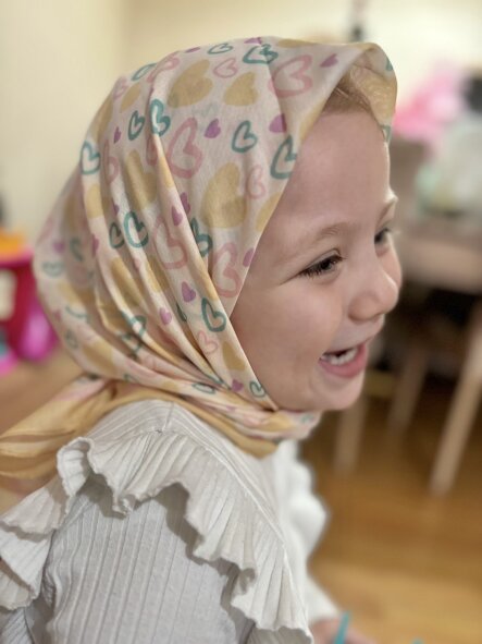 KİDS BUTTER YELLOW KALPLER DESEN EŞARP - 5