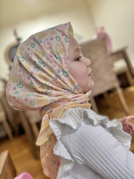 KİDS BUTTER YELLOW KALPLER DESEN EŞARP - 