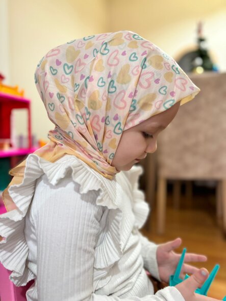 KİDS BUTTER YELLOW KALPLER DESEN EŞARP - 6