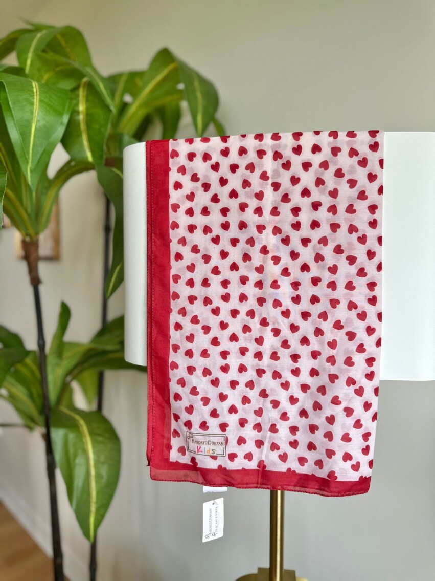 KİDS KIRMIZI KALP DESEN ŞAL - 2