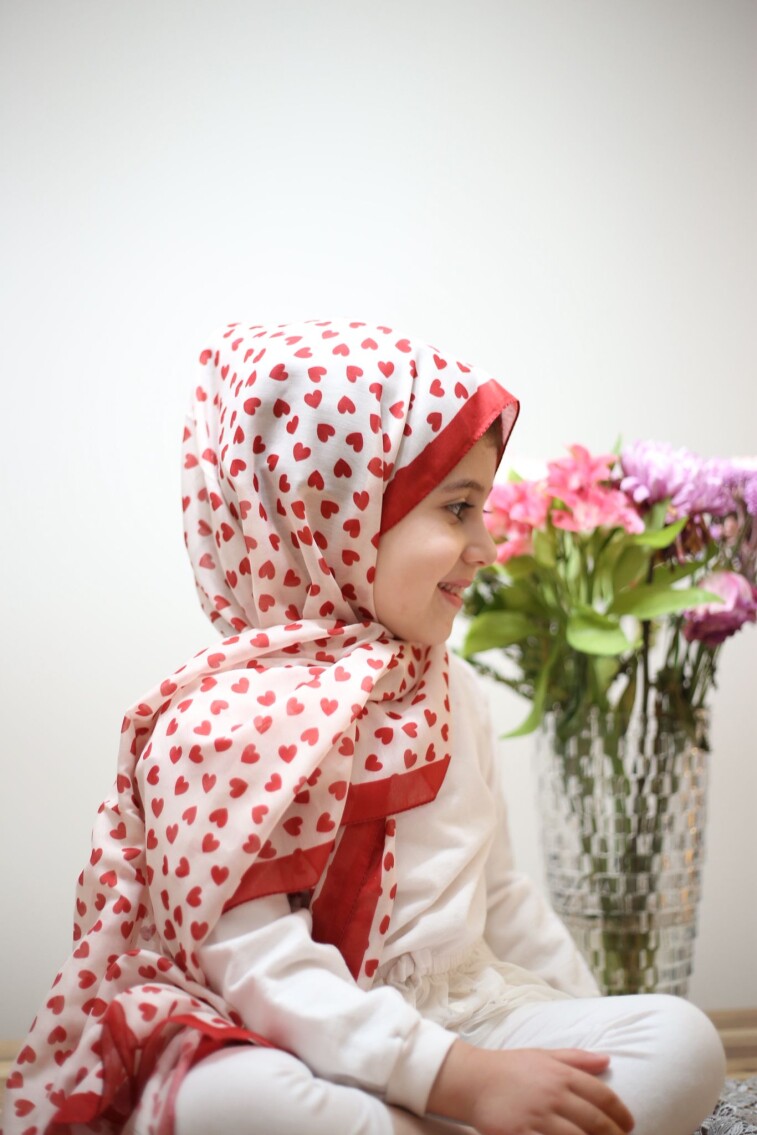 KİDS KIRMIZI KALP DESEN ŞAL - 3