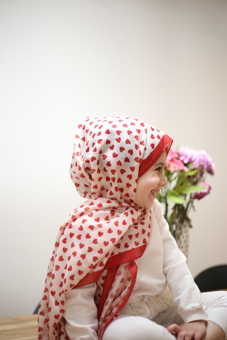 KİDS KIRMIZI KALP DESEN ŞAL - 4
